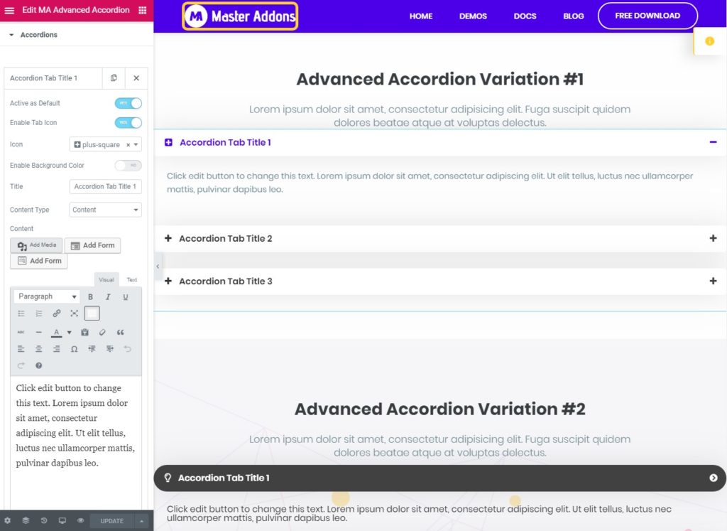 Elementor Accordion Widget 2 Advanced Accordion Content