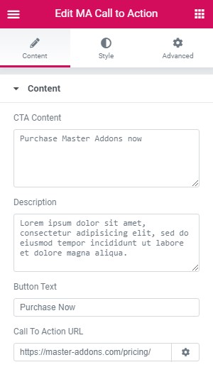 Elementor Call to Action by Master Addons