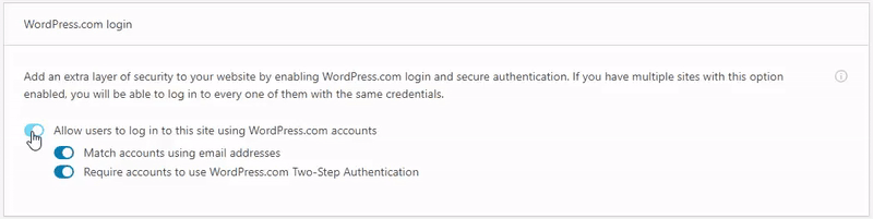 Disable WordPress account login using Jetpack