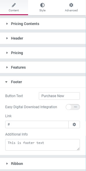 Free Elementor Pricing Table Widget for WordPress 9 Footer Content Option