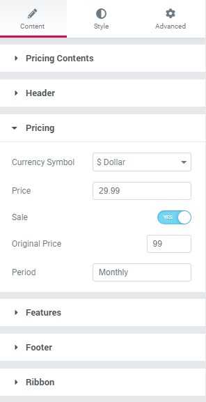 Free Elementor Pricing Table Widget for WordPress 7 Pricing Options