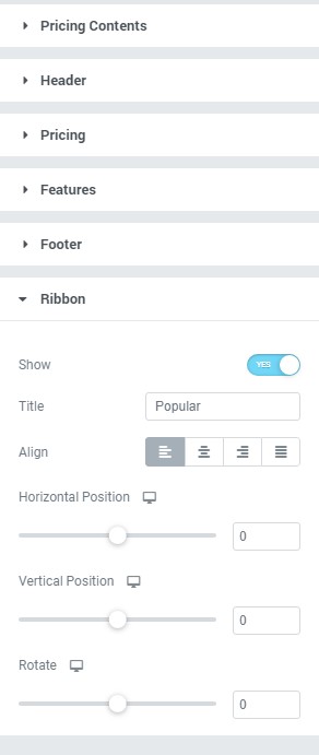 Free Elementor Pricing Table Widget for WordPress 10 Ribbon option