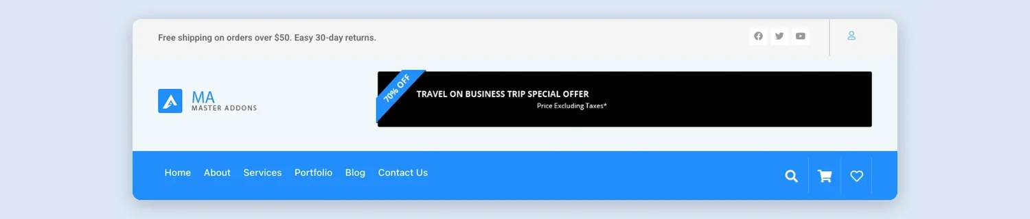 Promo Banner Store Header template, full page