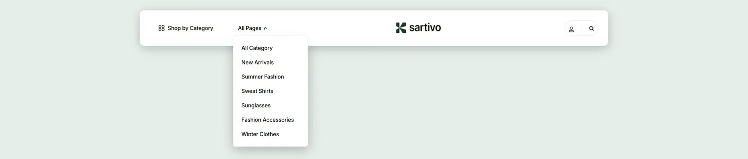 Sartivo Header template, full page