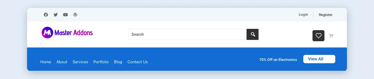 Search Bar Store Header template, full page