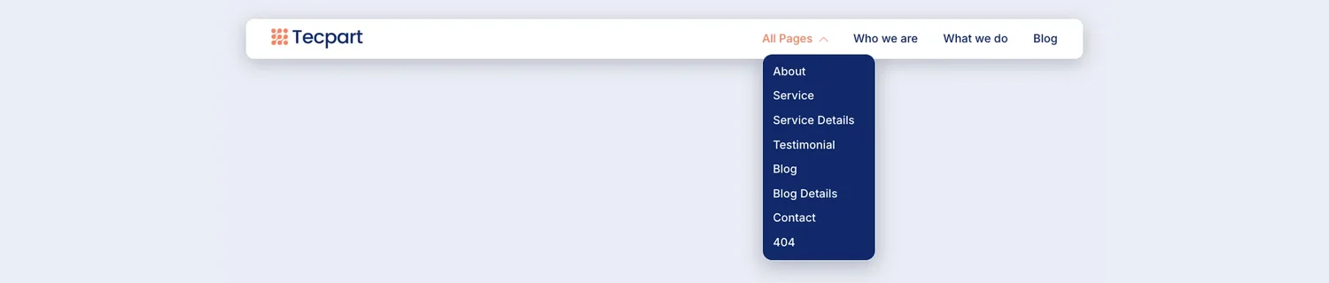 Tecpart Header template, full page